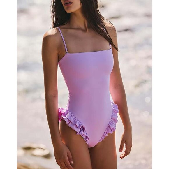 Mxiqqpltky One Piece Womens Swimsuits Y2k Ruffle Bathing Suit - Picture 3 of 4